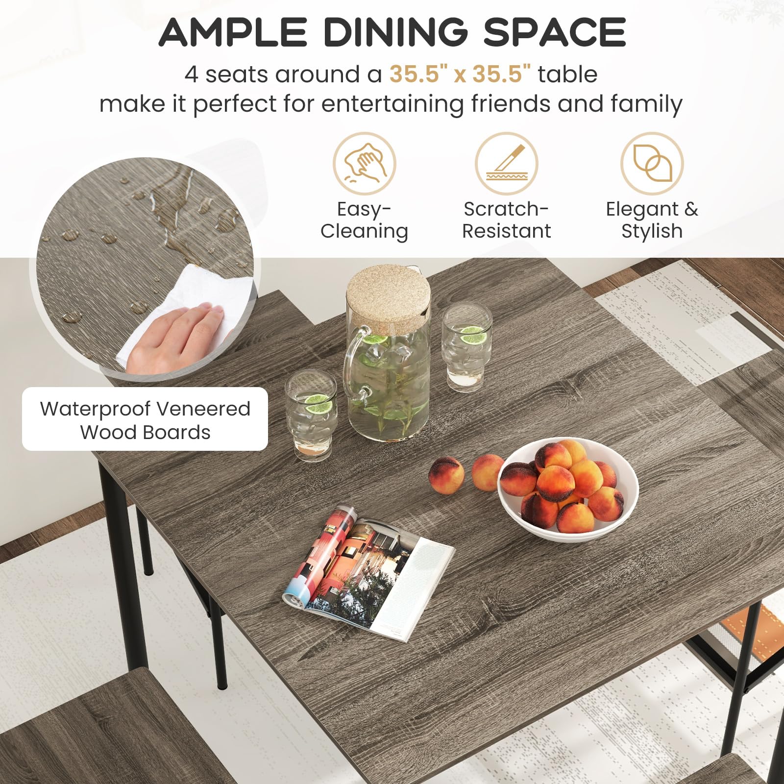 5-Piece Counter Height Dining Set with Bar Stools