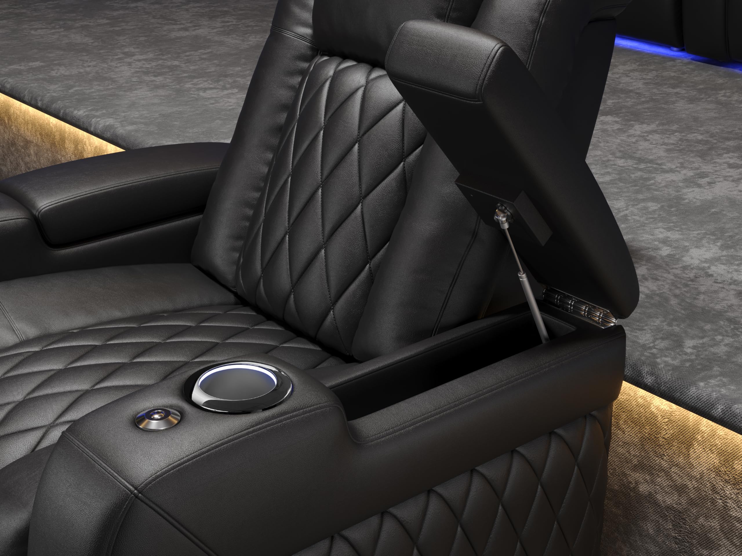 Nappa Leather Power Recliner with Cool Gel Memory Foam and RGB LED Lights