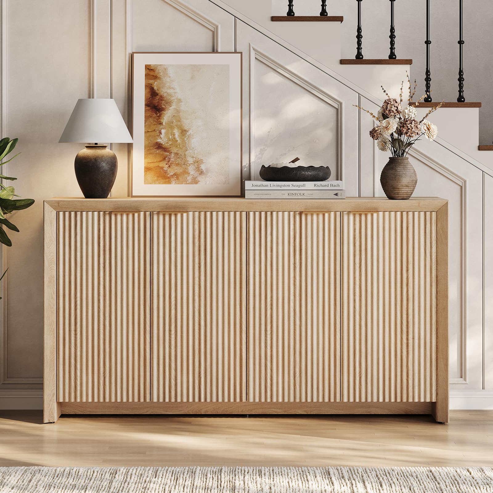 Fluted Sideboard Buffet Cabinet with Storage