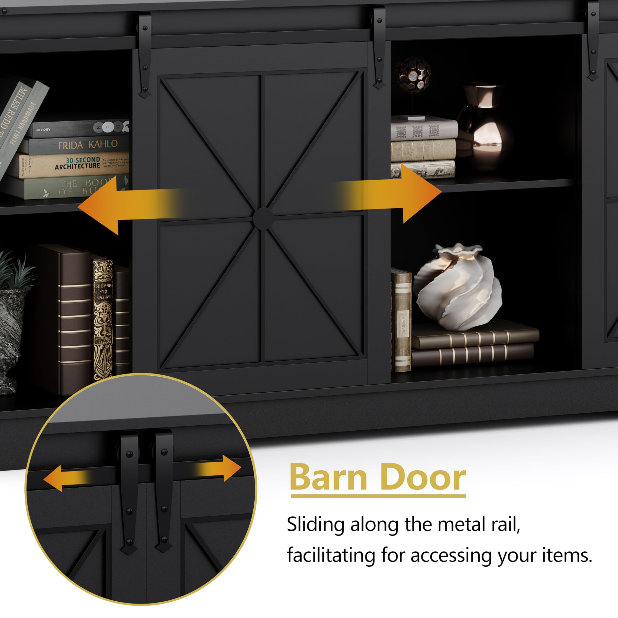 Farmhouse TV Stand with Sliding Barn Doors