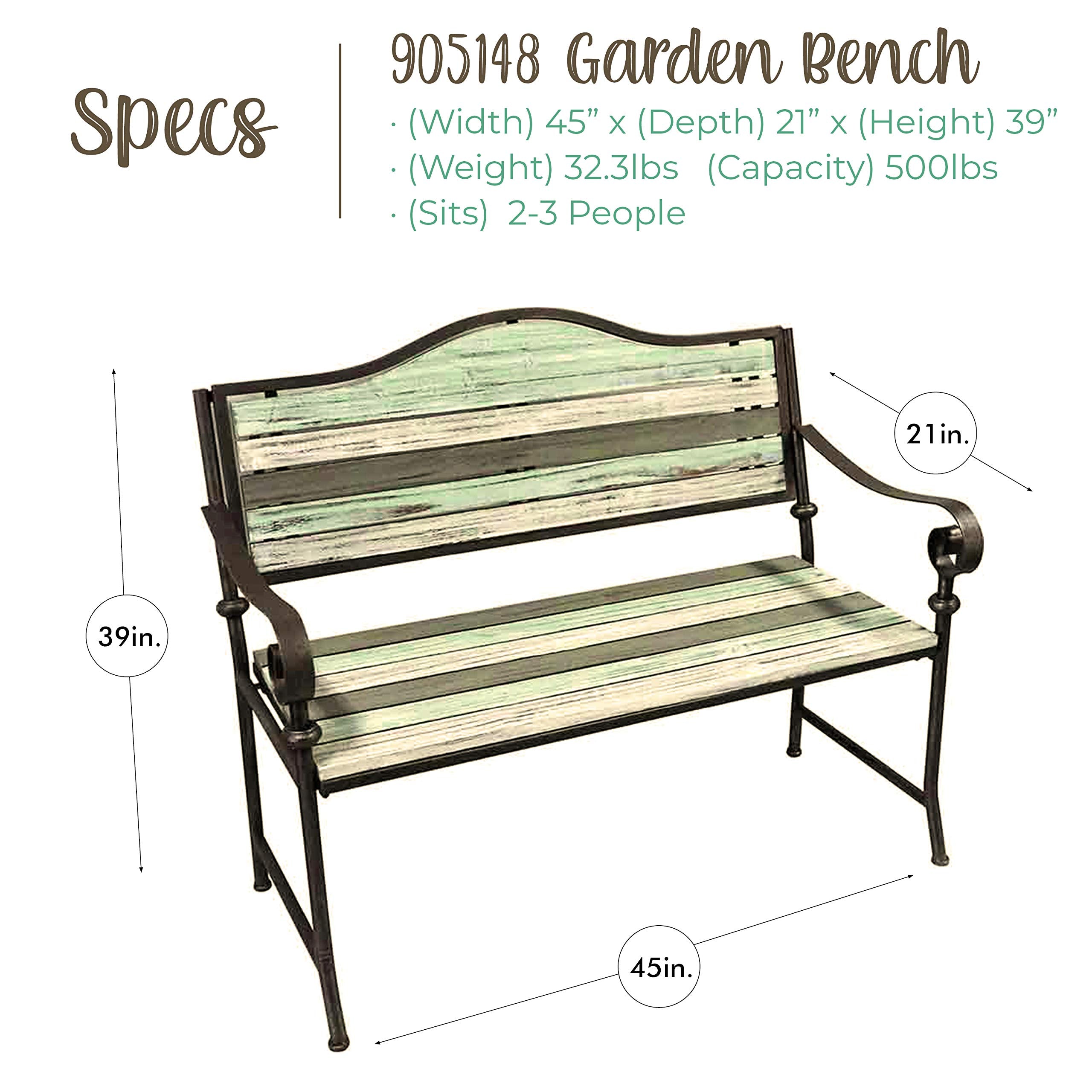 Rustic Outdoor Garden Bench with Wood Slats