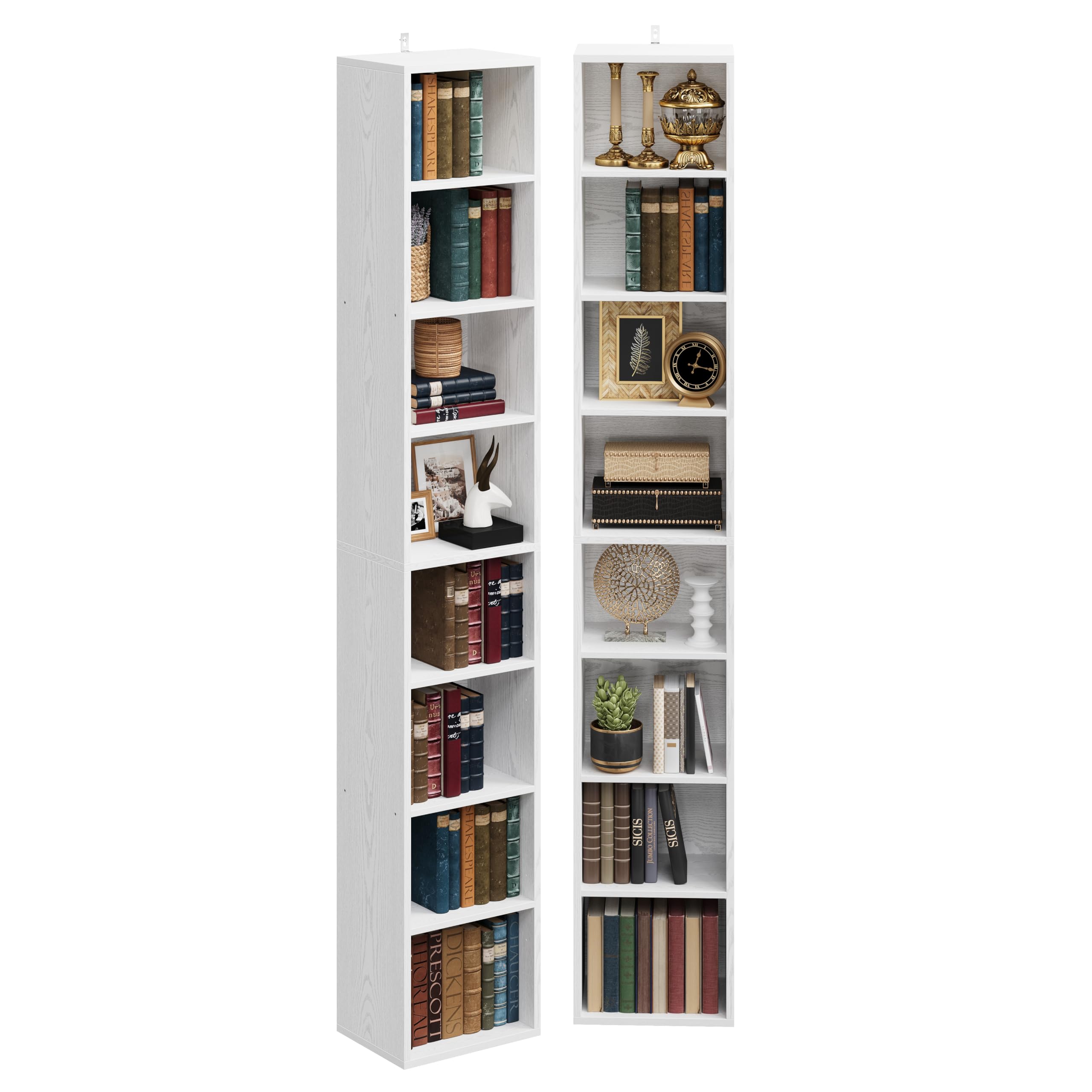 8-Tier Tall Narrow Bookshelf