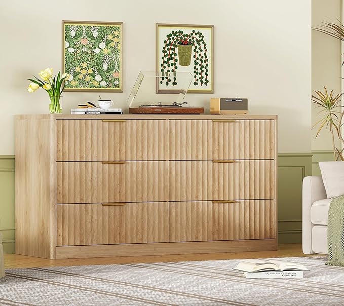 Fluted Dresser with 7 Drawers - 48" Tall Modern Chest of Drawers