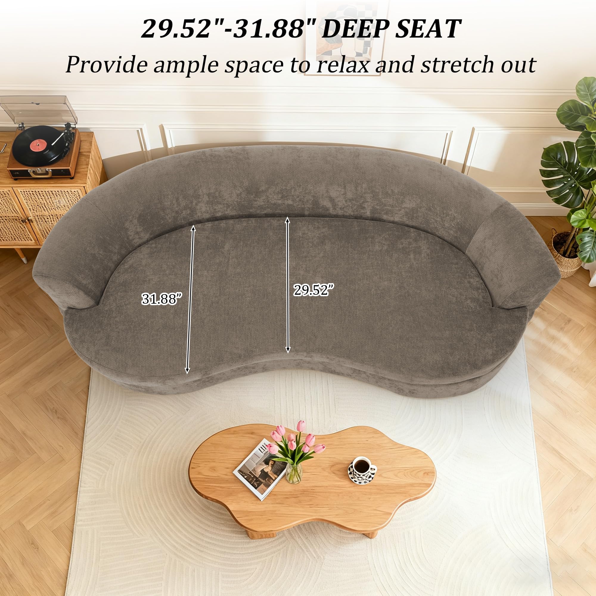 95" Modern Curved Chenille Cloud Sofa