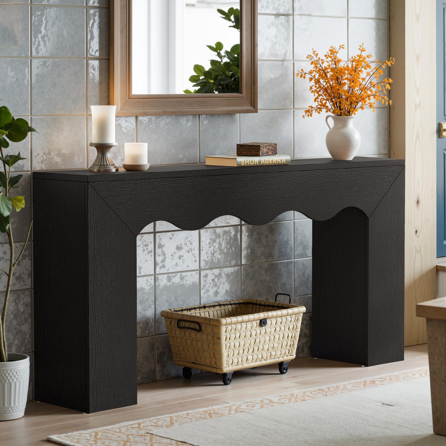 63" Farmhouse Console Table with Storage
