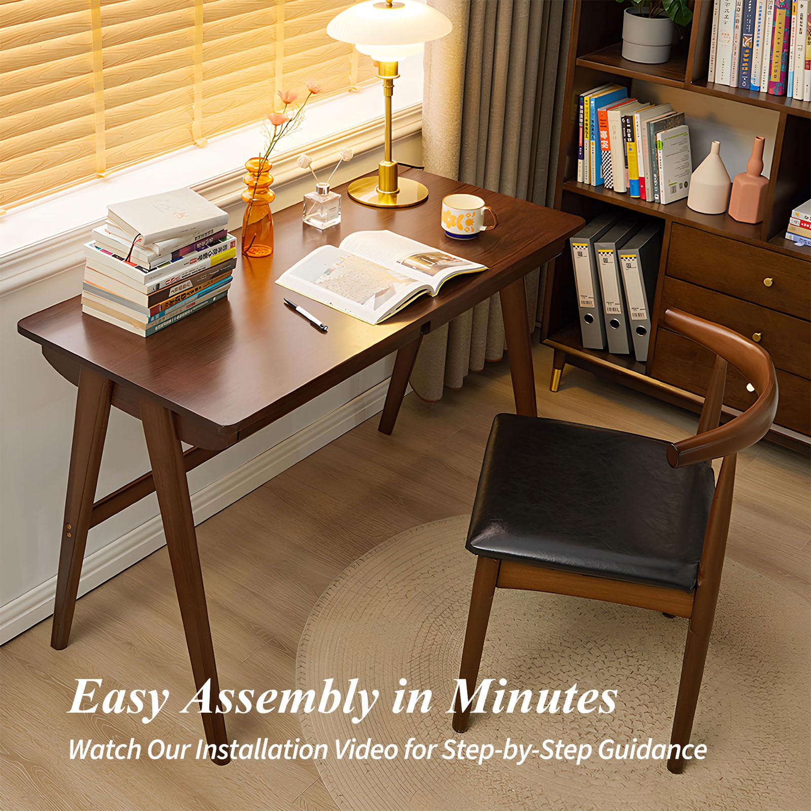 Solid Wood Computer Desk with Drawers