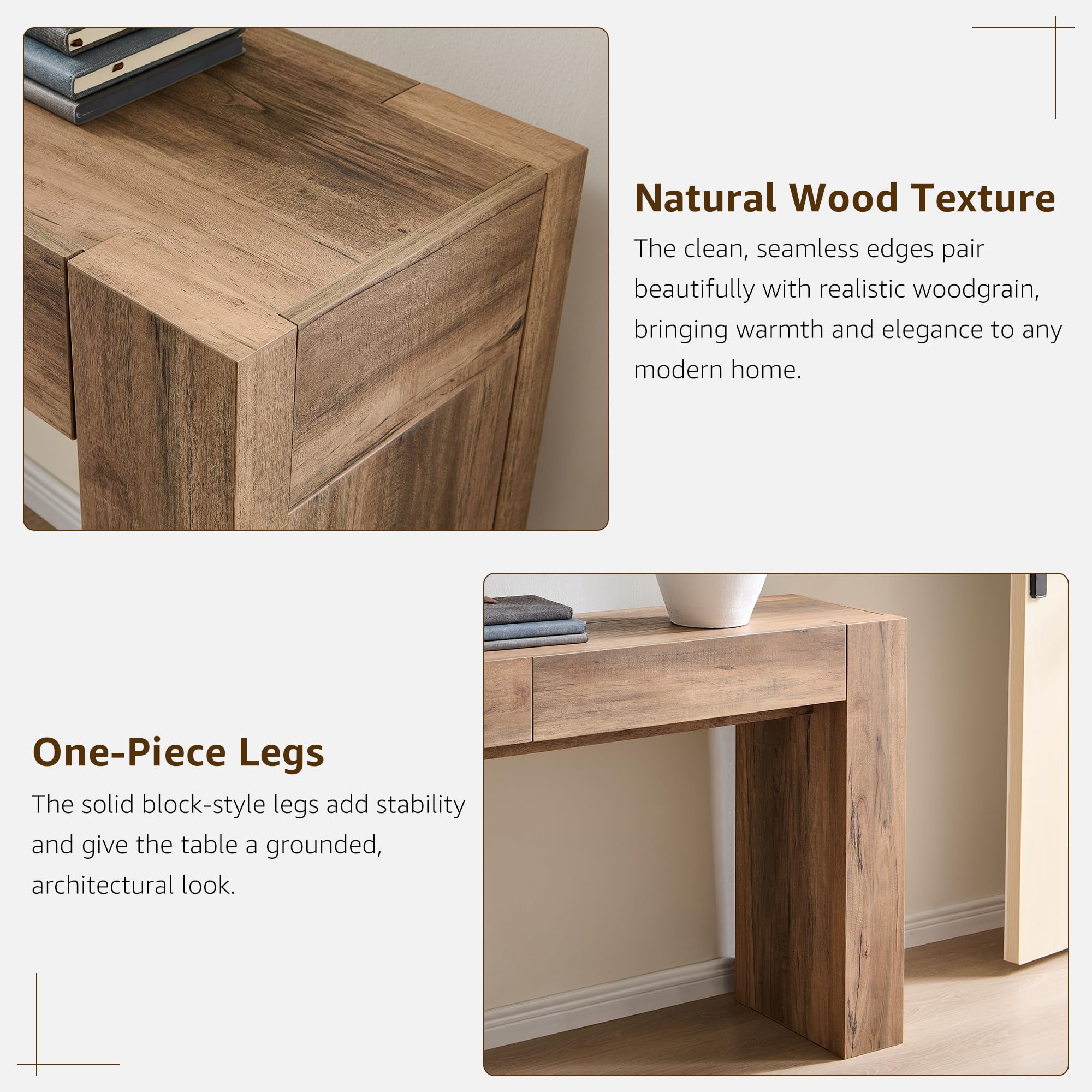 Modern Entryway Console Table with Drawers 63 Inch