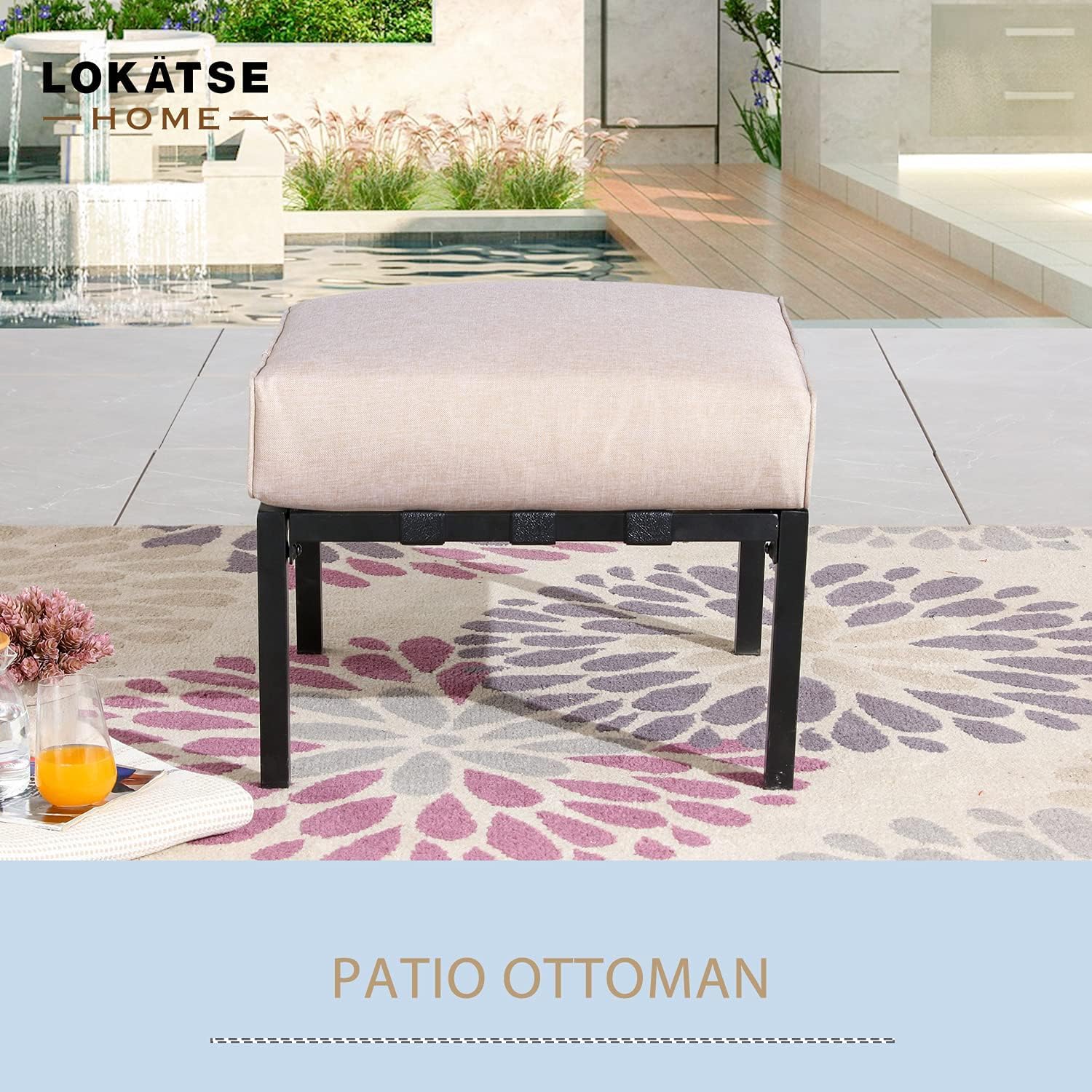 Patio Ottoman Metal Outdoor Footstool