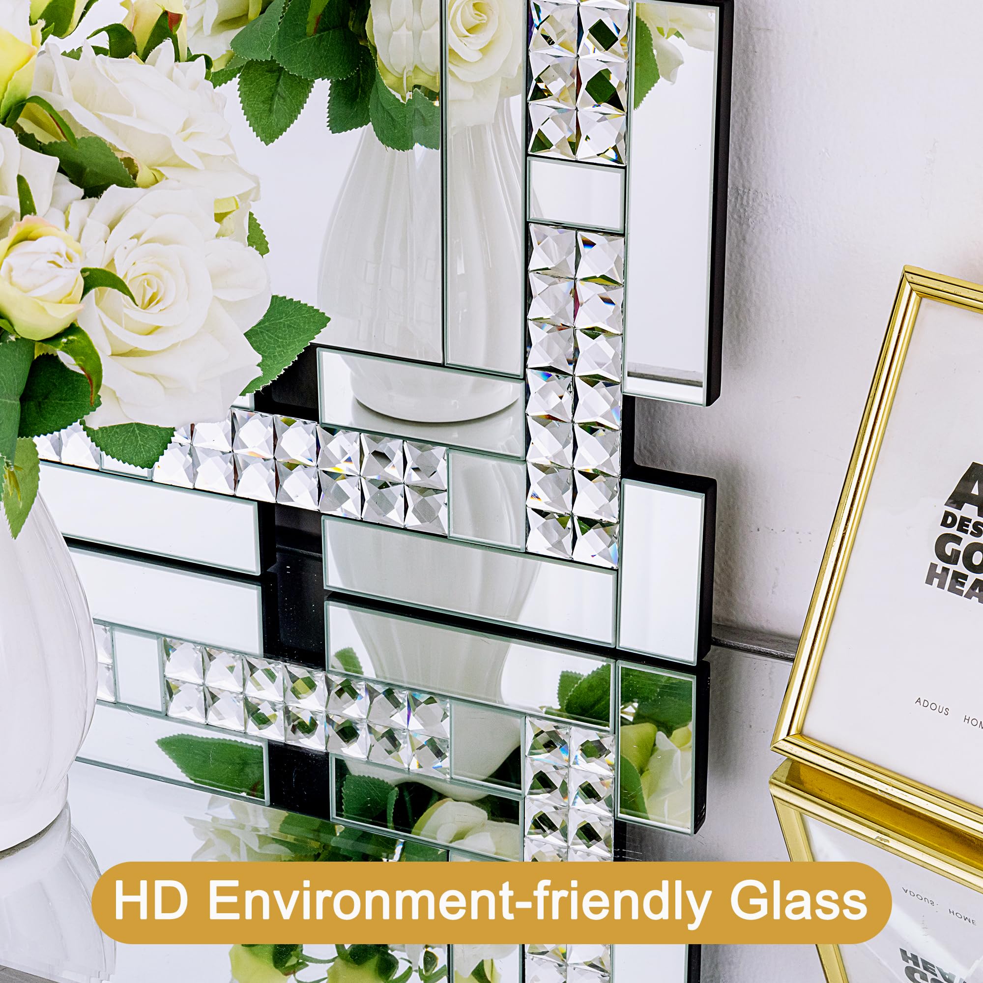 36x24 Crystal Decorative Wall Mirror - Beveled Rectangle