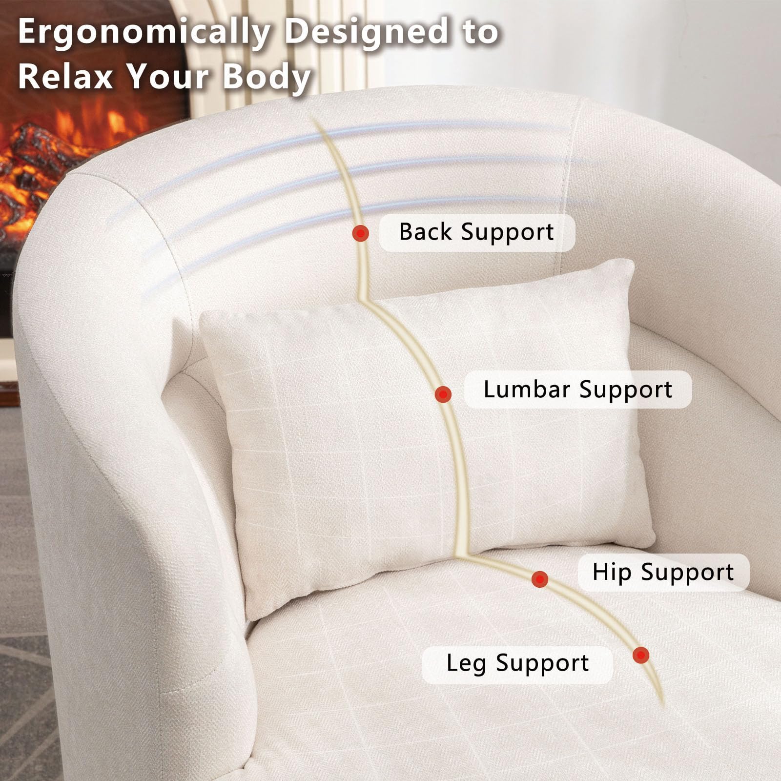 Swivel Accent Chair Set of 2 with Pillow