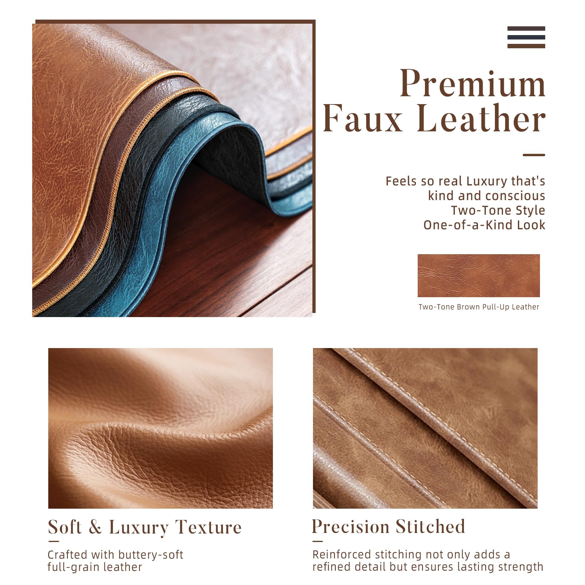 Mid-Century Modern Convertible Leather Futon Sofa