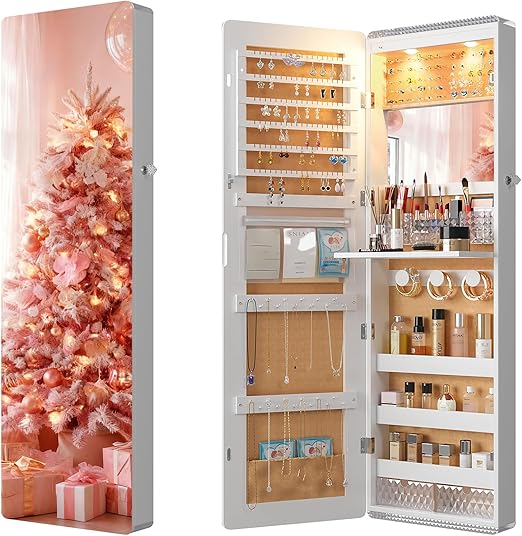 47.2" LED Jewelry Mirror Cabinet with Storage