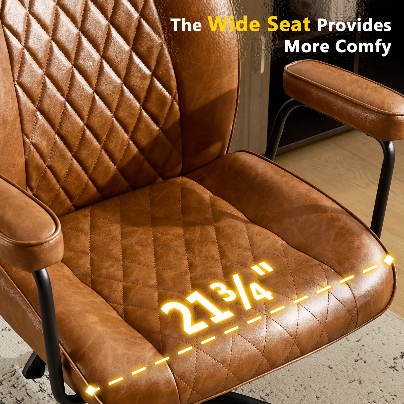 Leather Mid-Back Office Chair with Lumbar Support