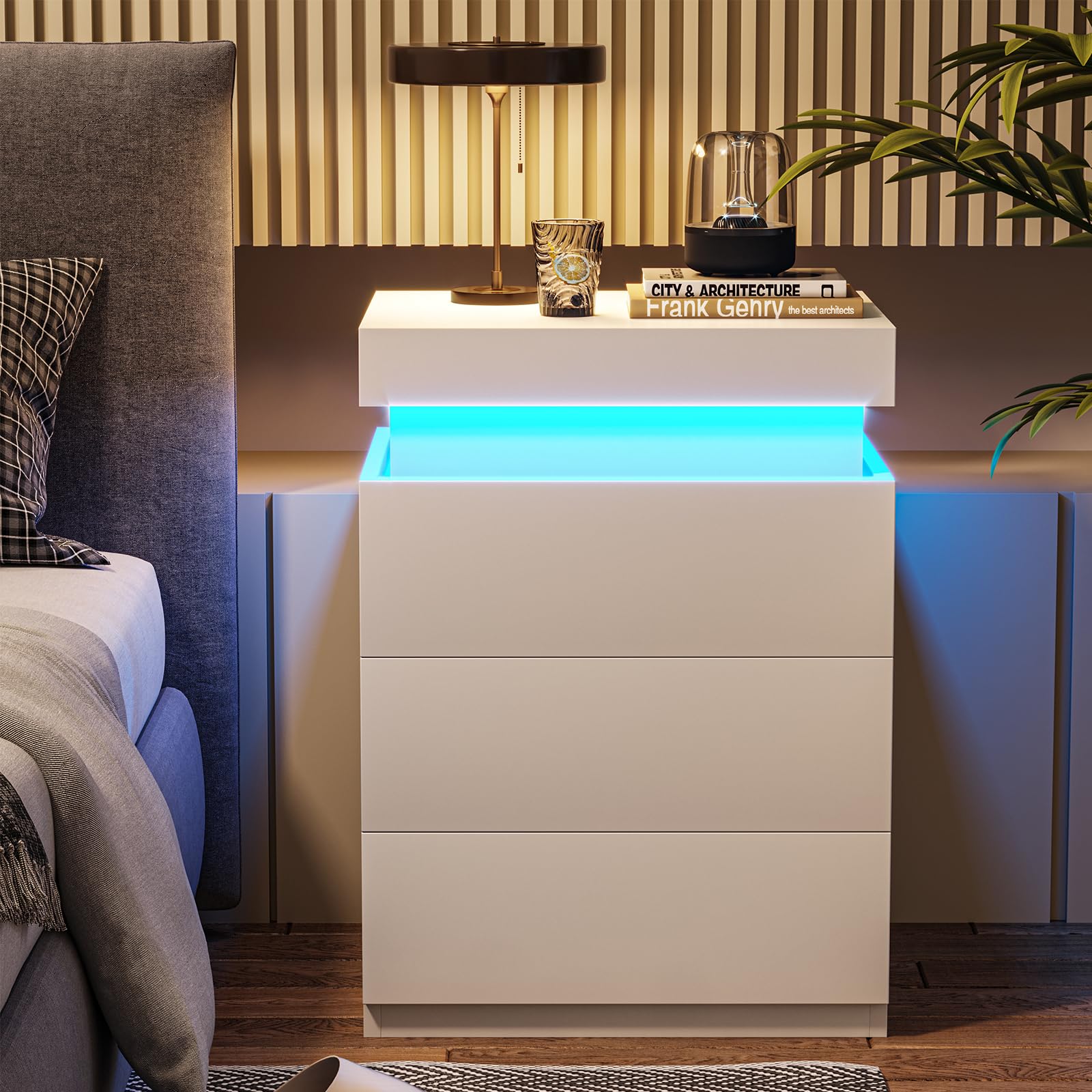 LED Nightstand with Charging Station