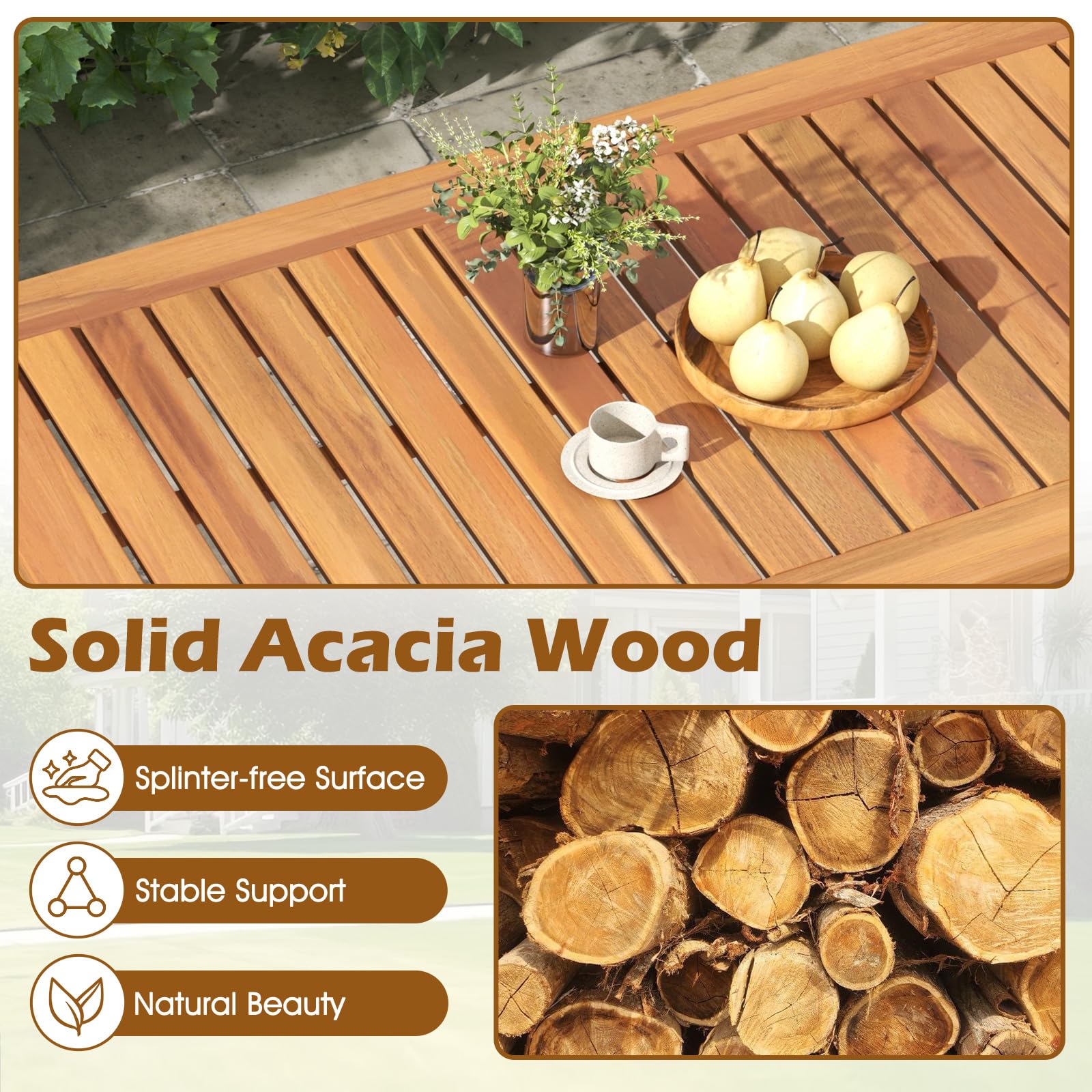 4-Piece Acacia Wood Patio Conversation Set