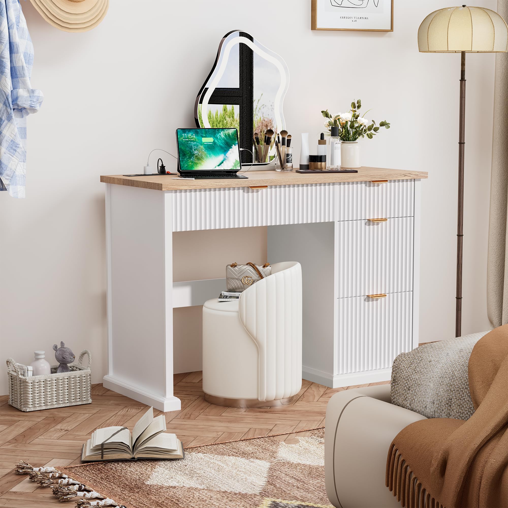 Farmhouse Executive Desk with Charging Station