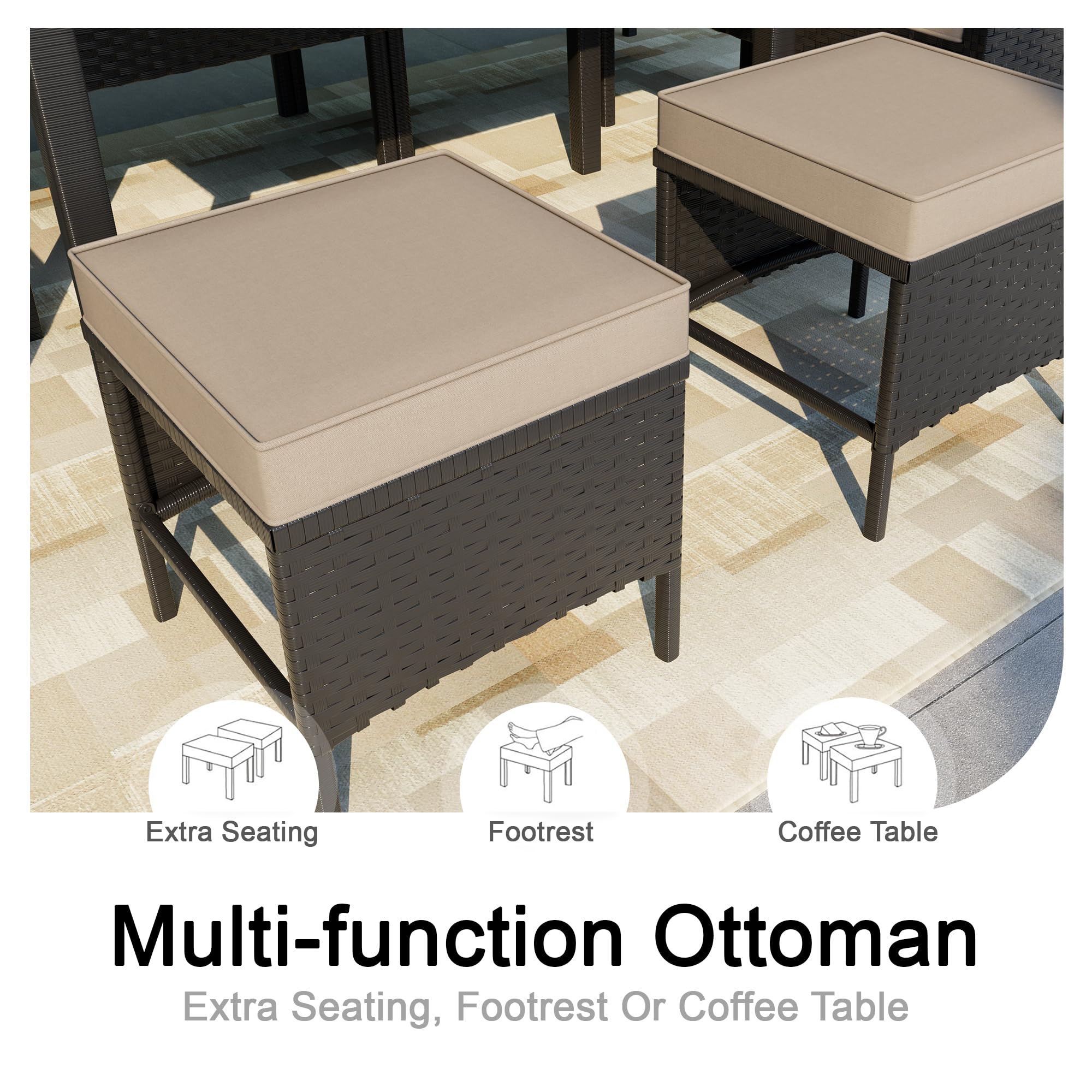 7-Piece Patio Dining Set with Ottoman