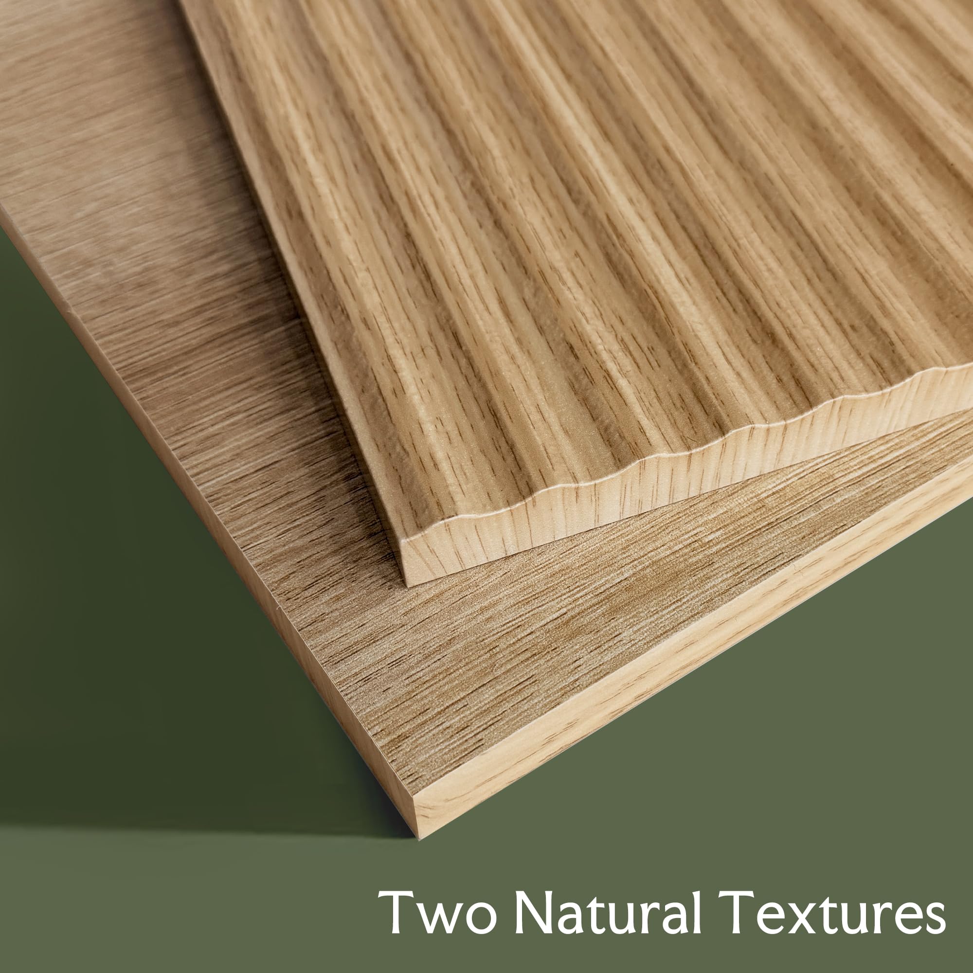 GRAINLLE Wood Night Stand Set 2 Fluted Dresser for Bedroom 2 Drawers End Tables Nightstands Set of 2, Storage Modern Bedside Table Set of 2, Oak Nightstand