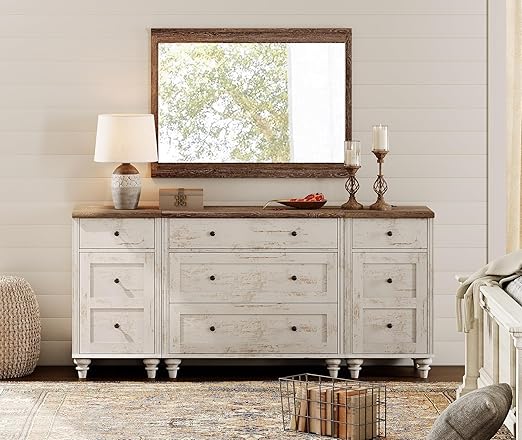 Oak Dresser with Charging Station and Storage Cabinets
