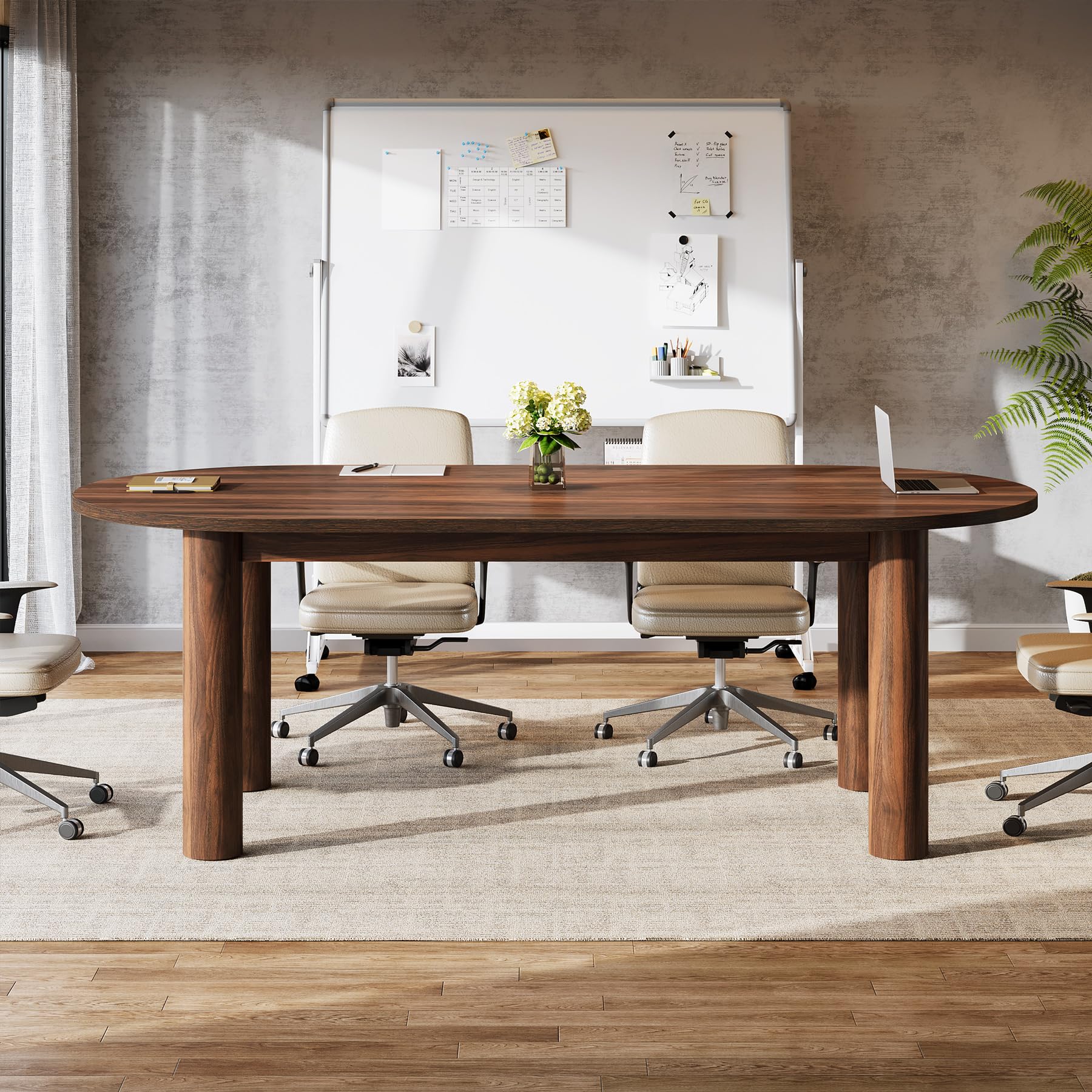 Oval Conference Table 63 Inch Walnut