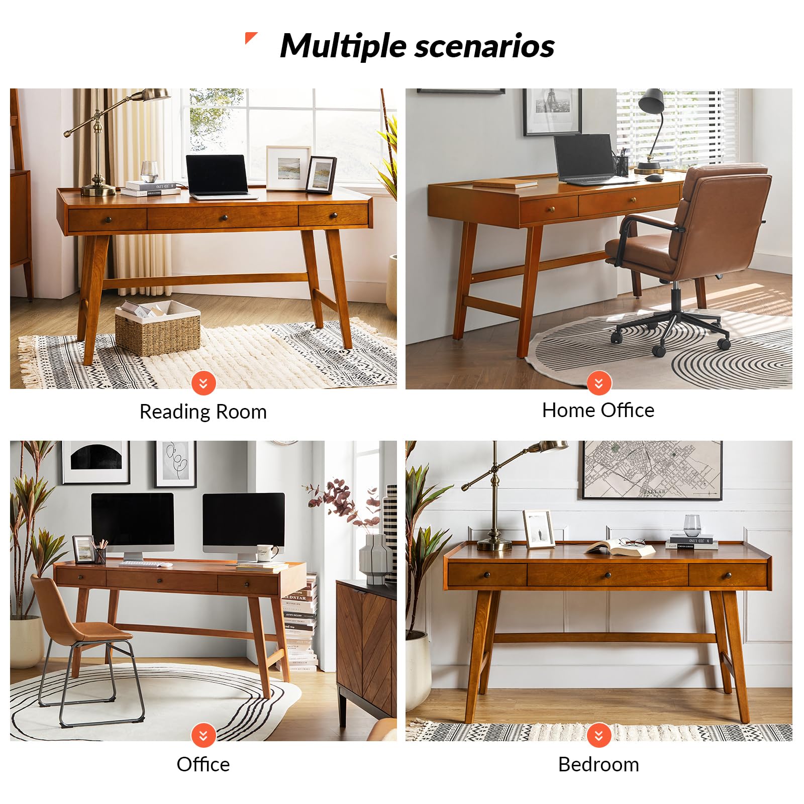 Mid-Century Modern Writing Desk with Drawers