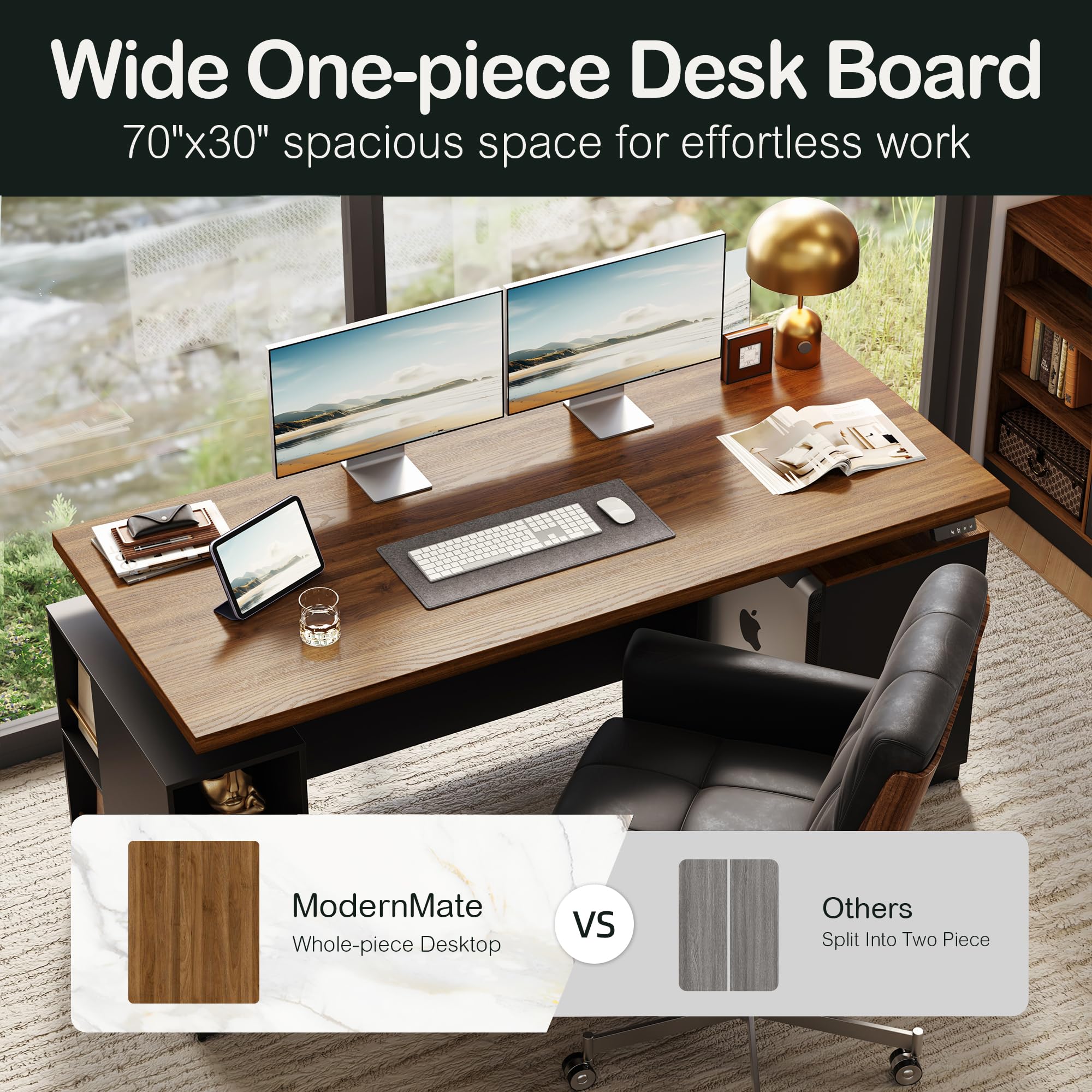 71" Electric Height Adjustable Standing Desk with Privacy Panel