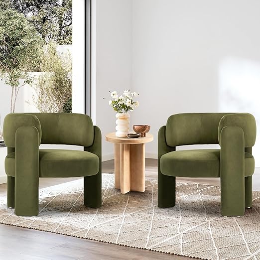 Velvet Barrel Accent Chairs Set of 2