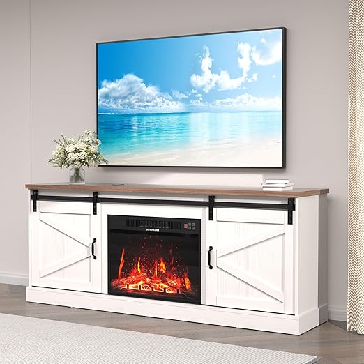TV Stand Entertainment Center with Sliding Barn Doors
