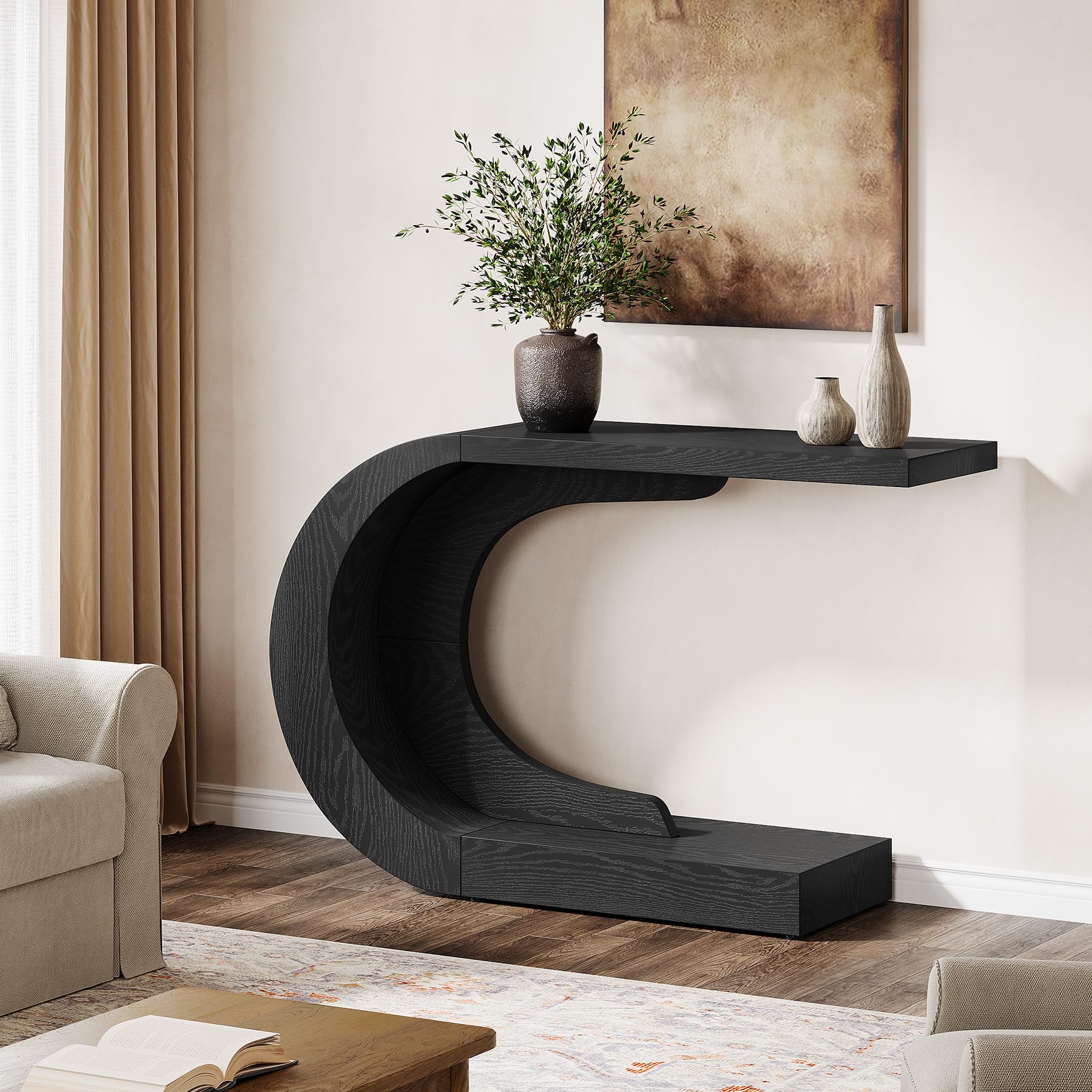 Mid-Century Modern C-Shaped Console Table