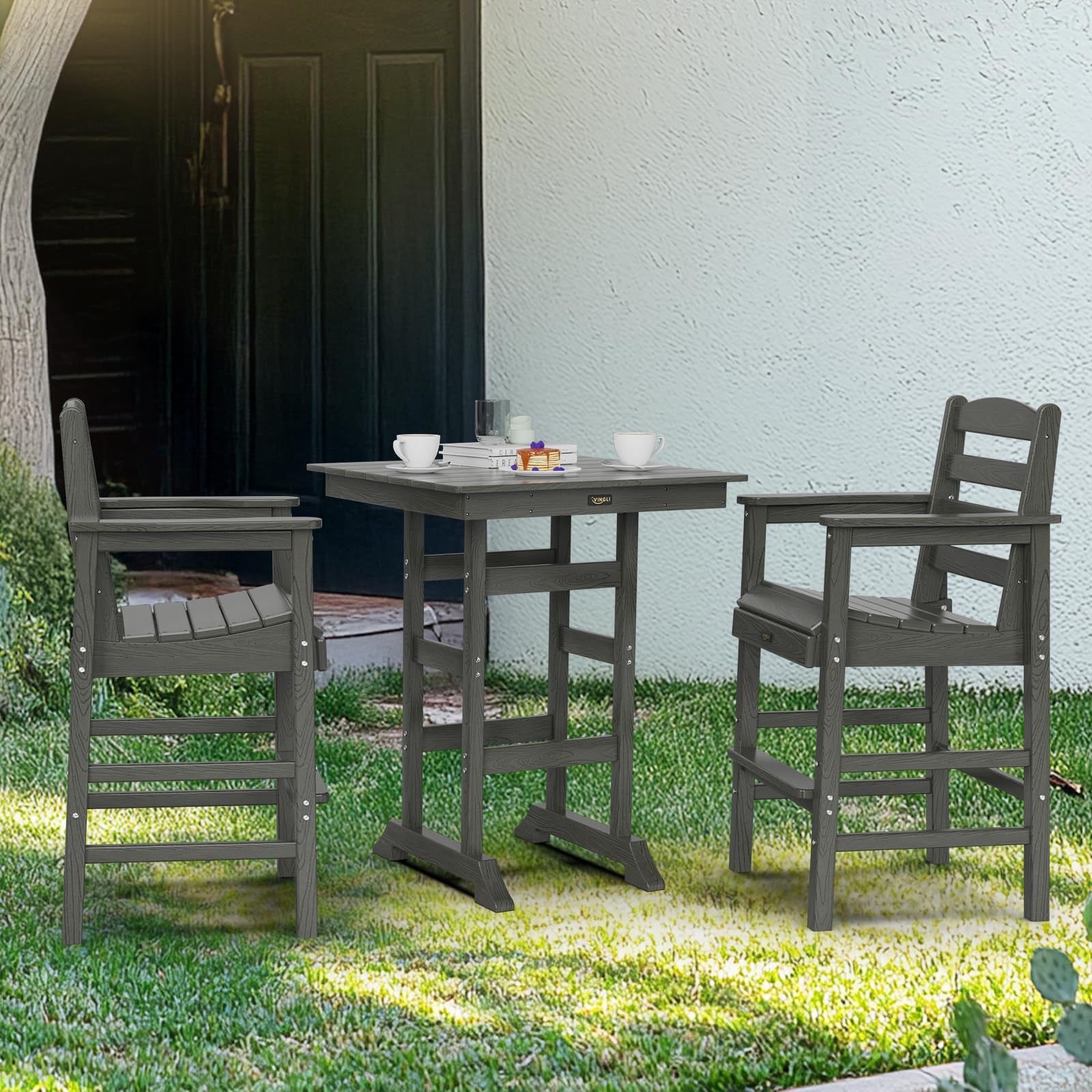 32" Square Outdoor Bar Table with Umbrella Hole