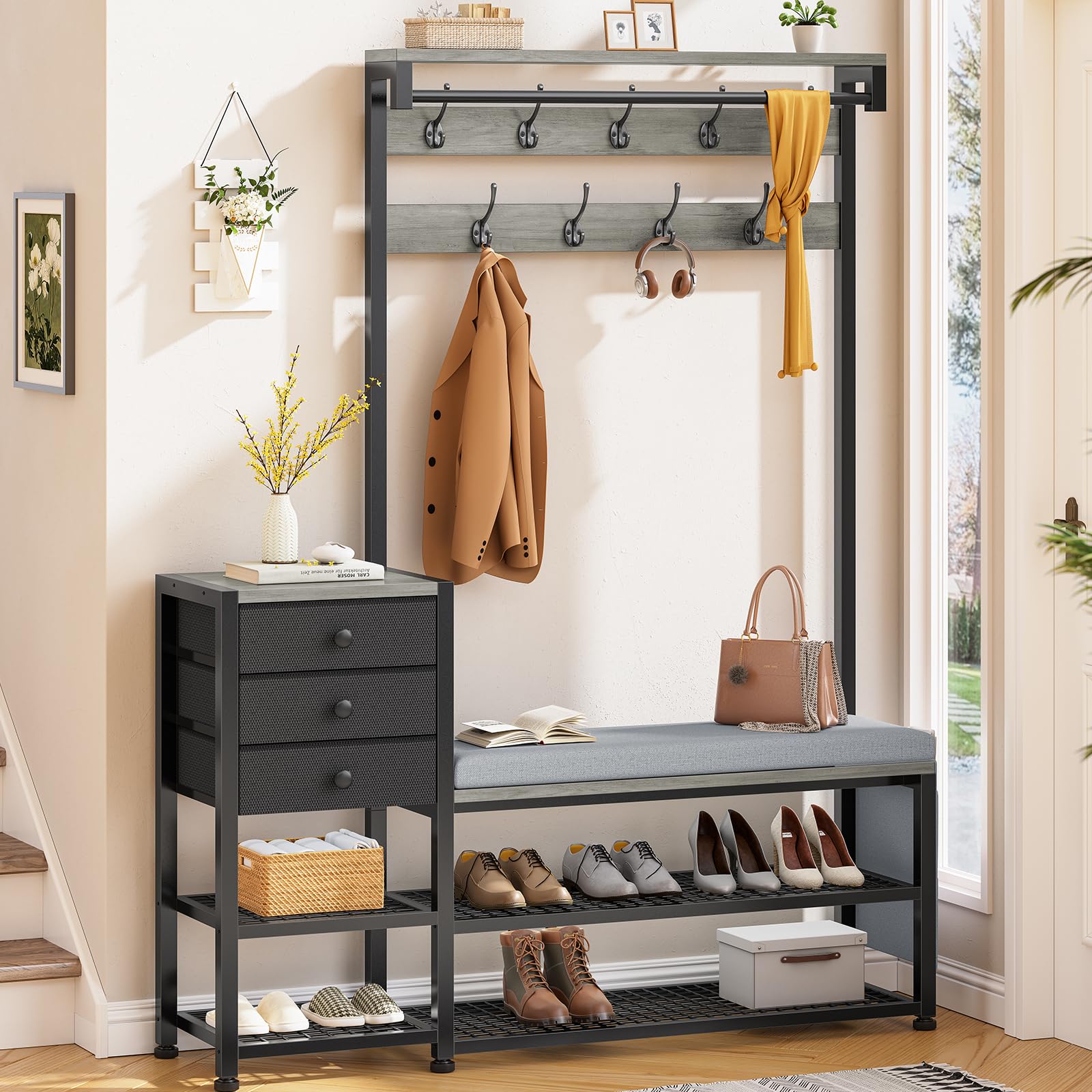 Hall Tree with Bench and Shoe Storage