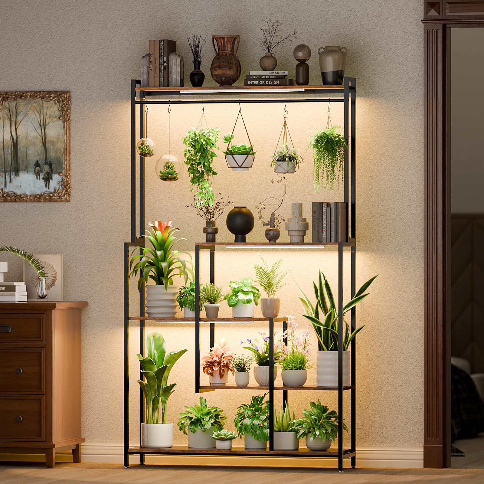 5-Tier Plant Stand with Grow Light 72 Inch