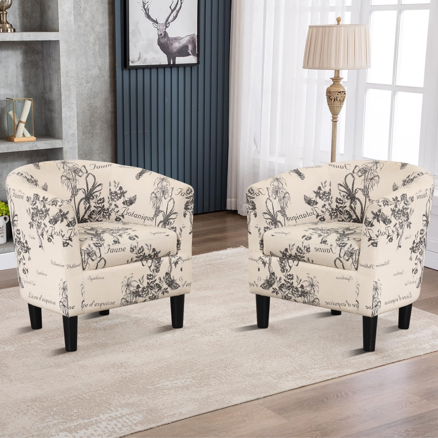 Floral Accent Chair with Ottoman