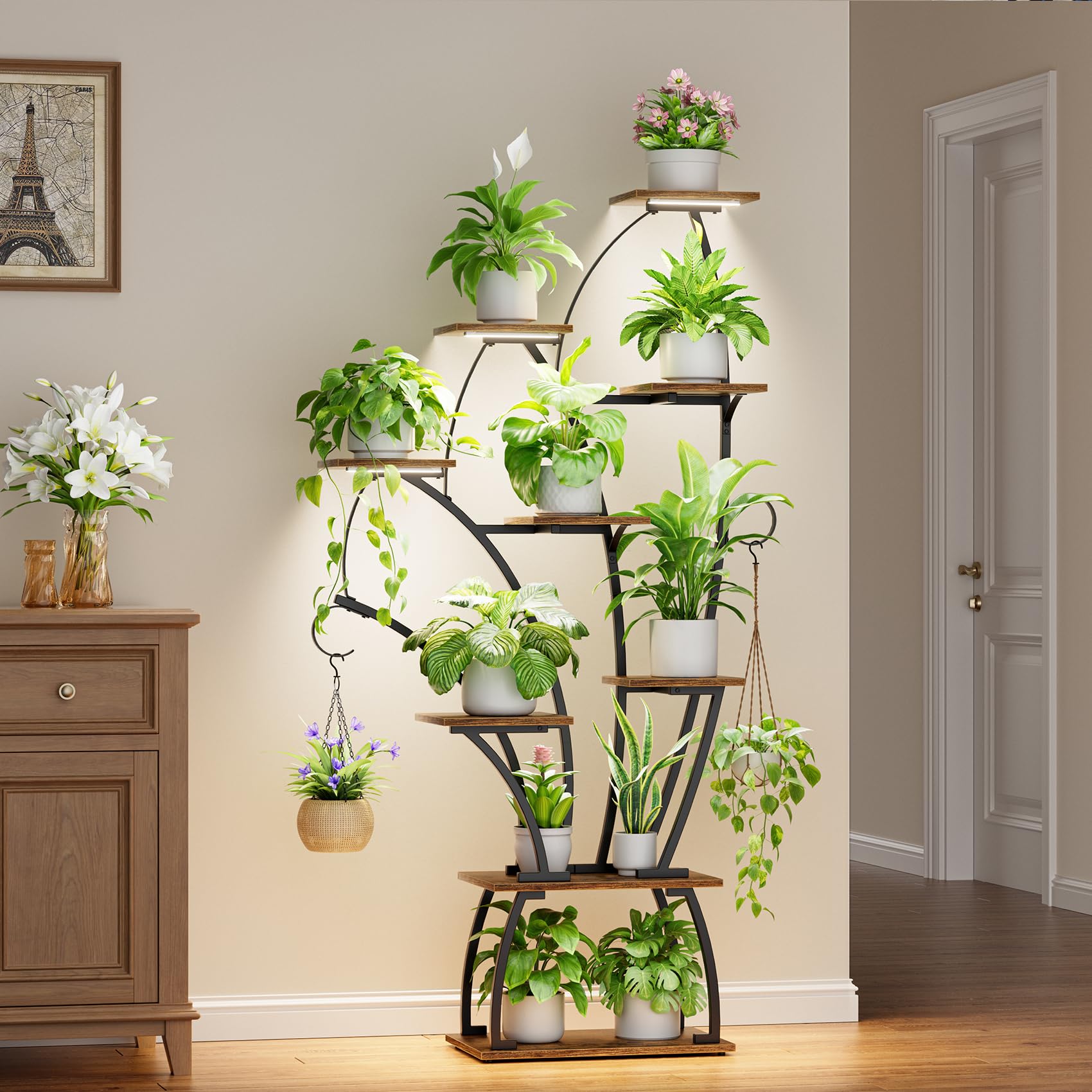 65" 8-Tier Plant Stand with Grow Lights
