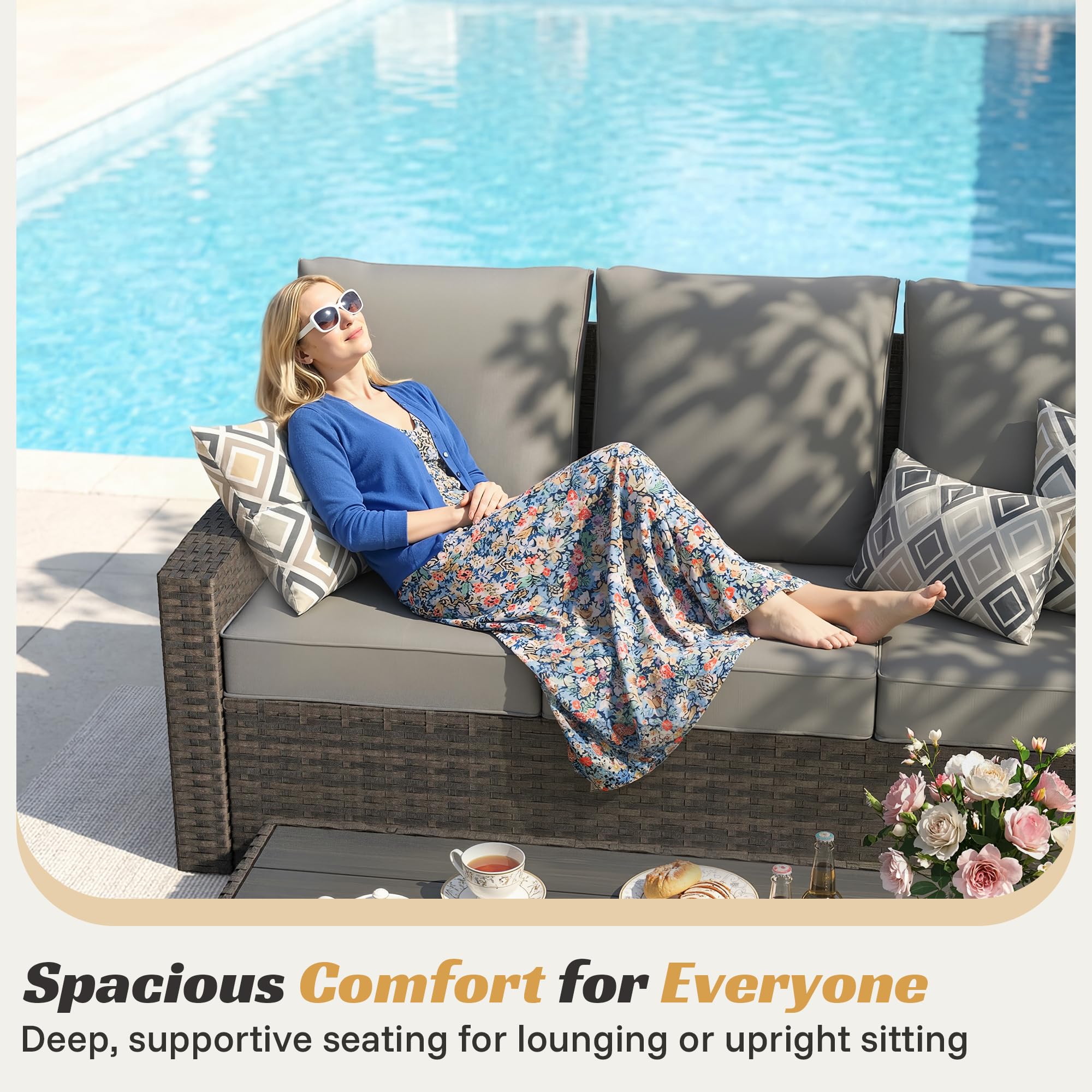 6-Piece Outdoor Patio Furniture Set with Reclining Chairs