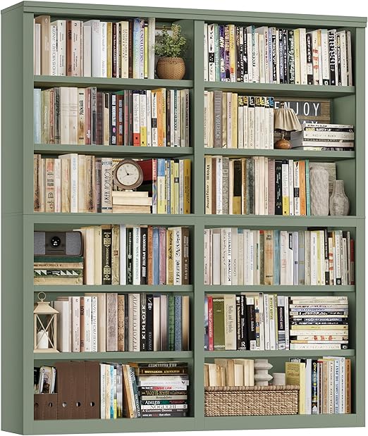 Large White Bookshelf with 12 Shelves
