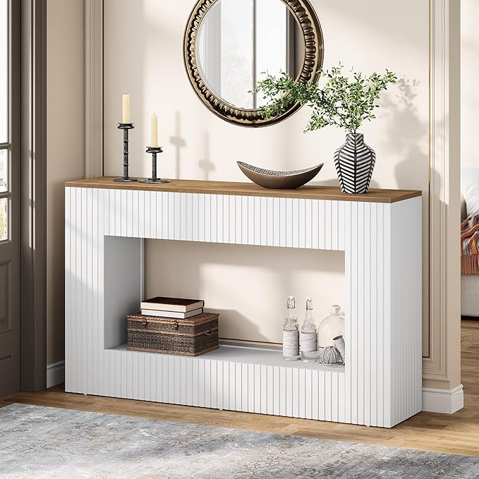 Modern Console Table 55-Inch Wood Entryway Table with Storage