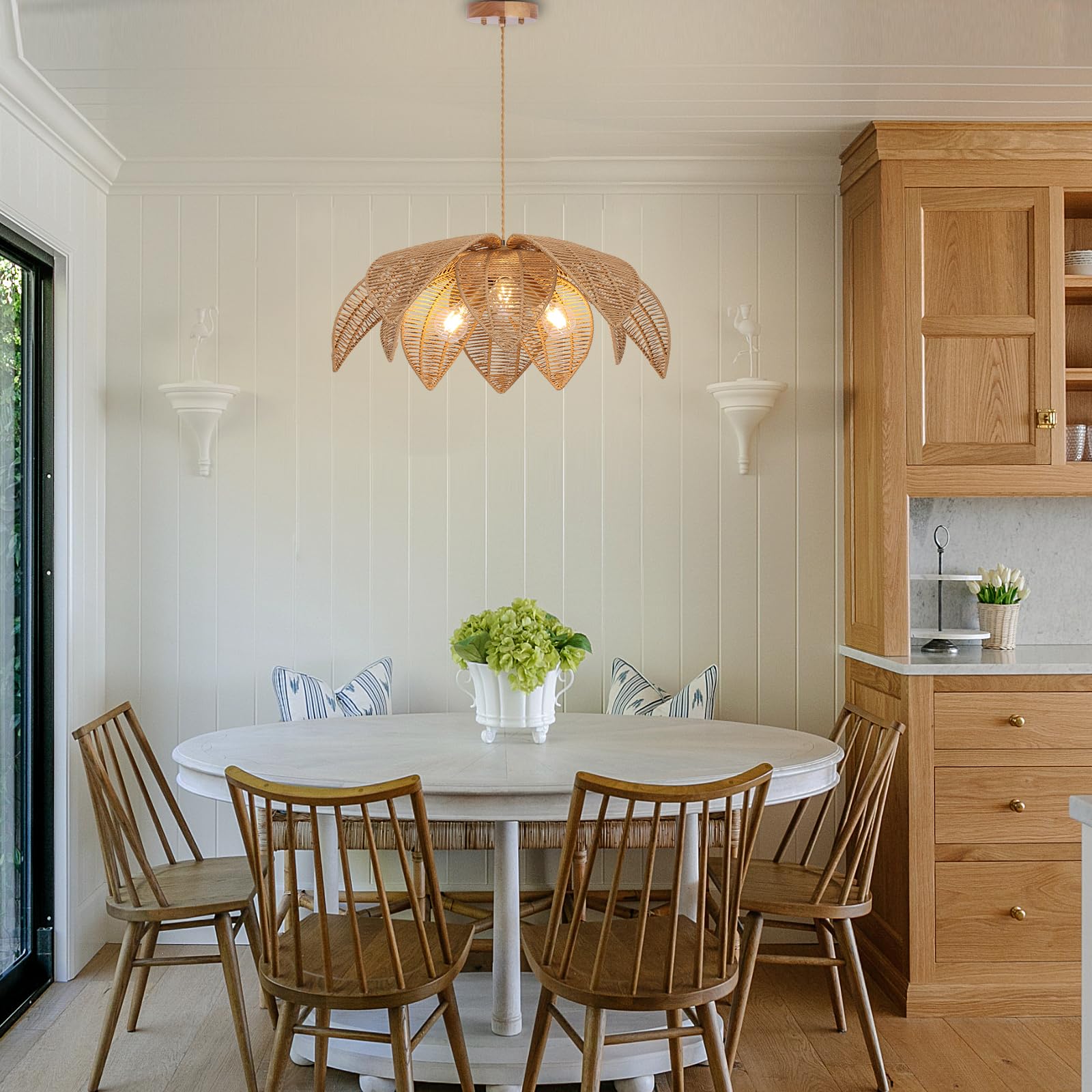 3-Light Rattan Chandelier