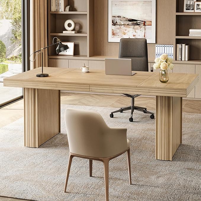 63" Executive Desk with Thickened Desktop and Heavy-Duty Legs