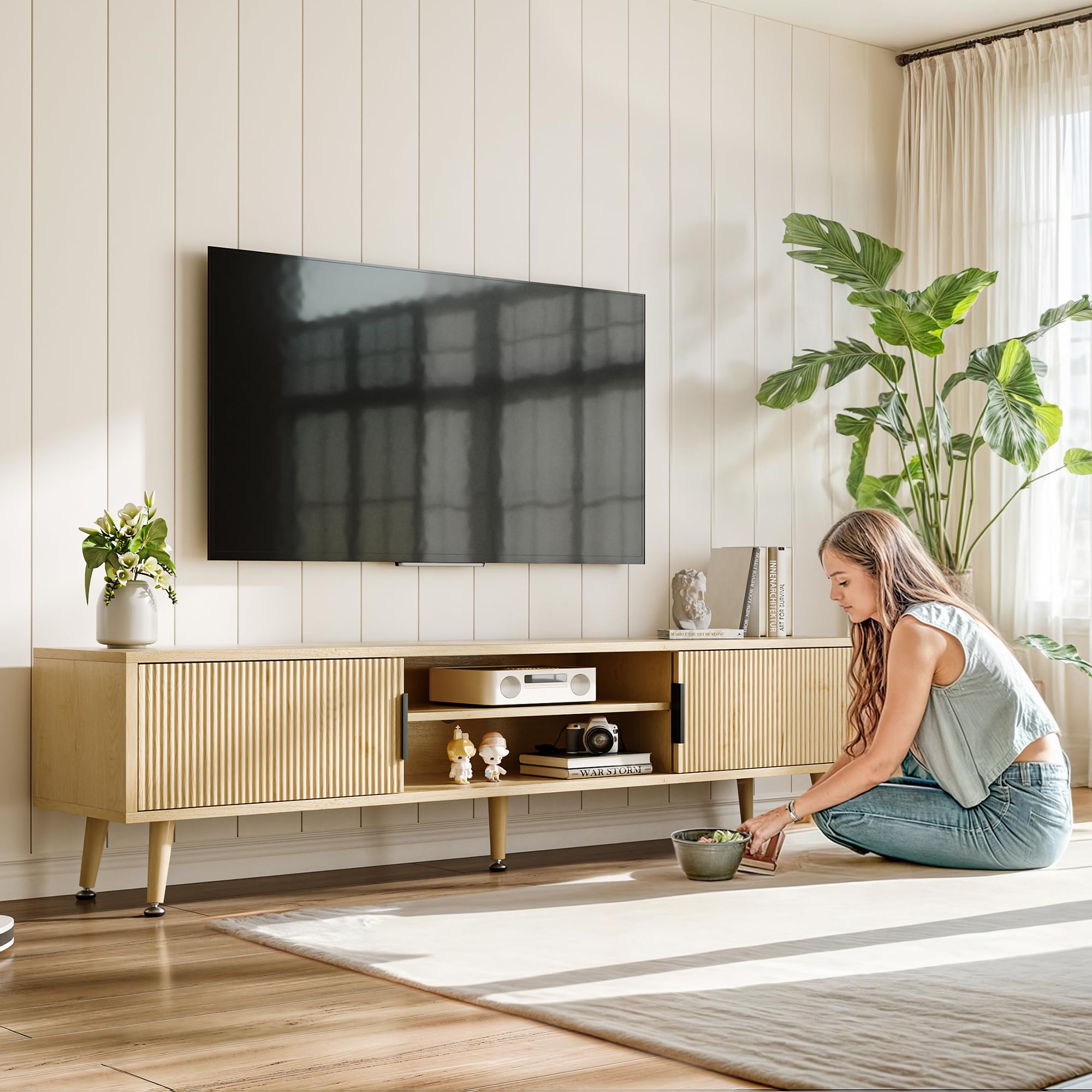 Mid Century TV Stand for TVs up to 70 Inches