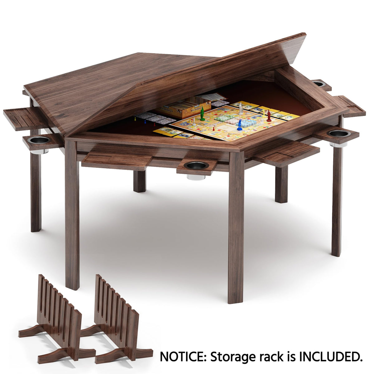 Hexagon Gaming Table for 6 Players with Storage
