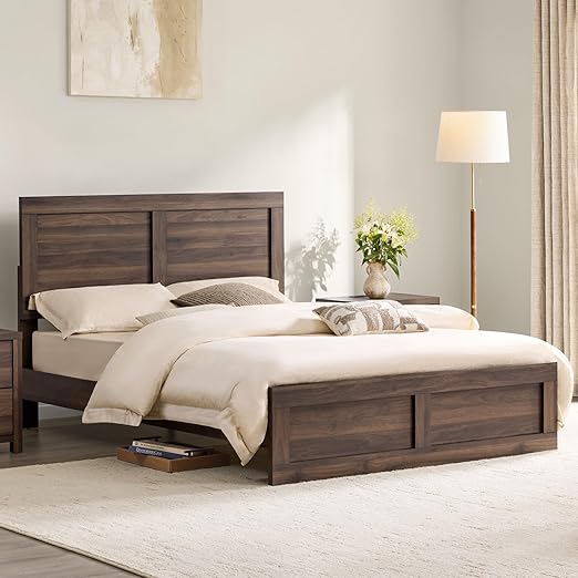 Queen Platform Bed Frame with 2 Nightstands Set