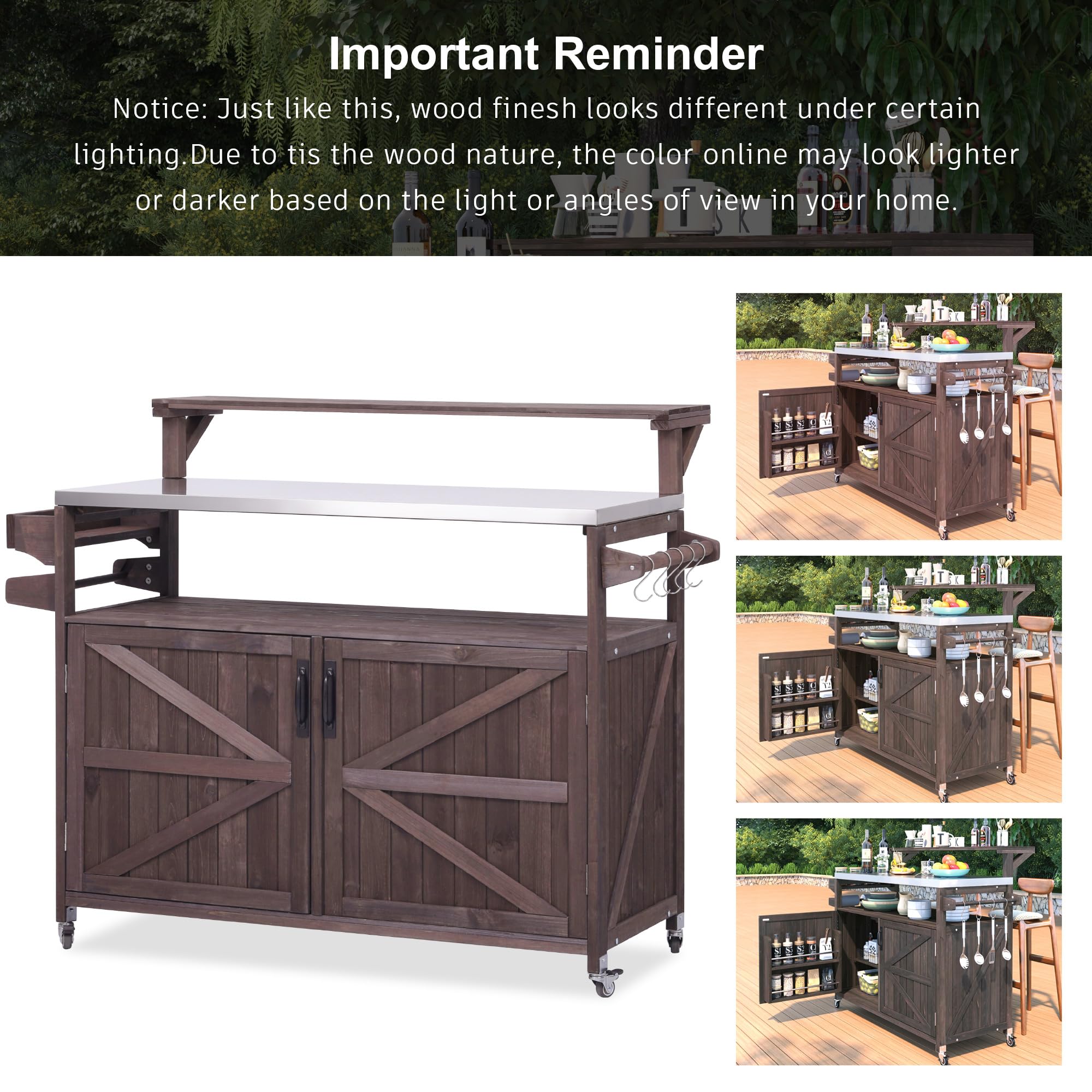 Outdoor Kitchen Island with Raised Shelf