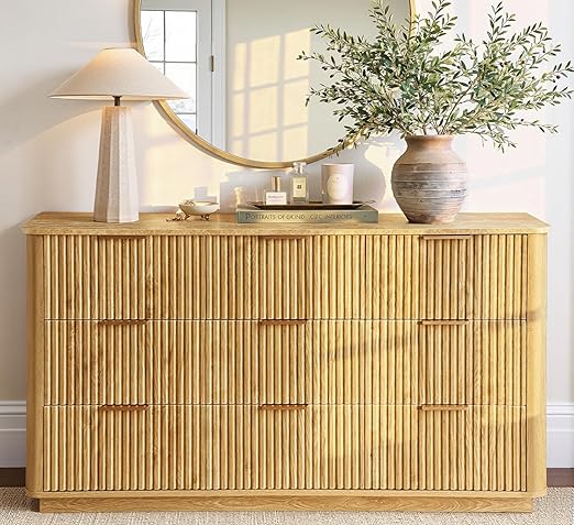 Fluted 6 Drawer Dresser and Nightstands Set