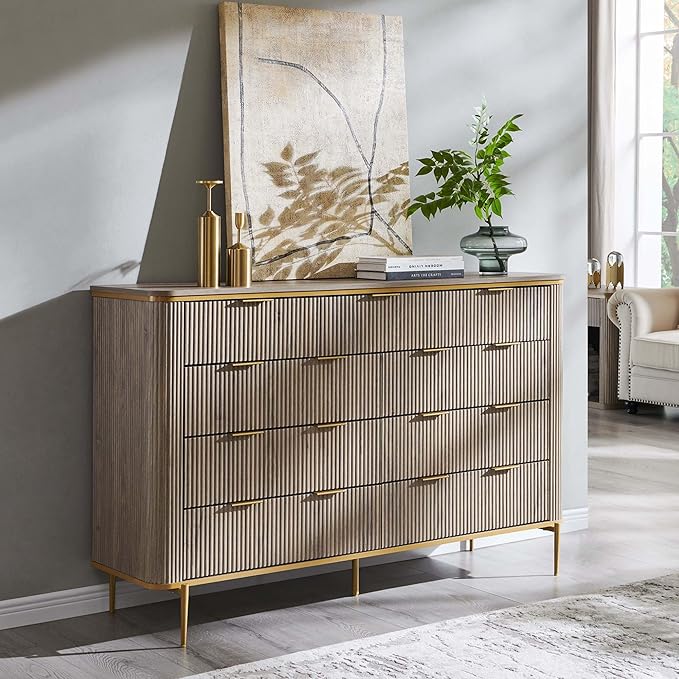 Modern Fluted 9-Drawer Dresser 54" Wide TV Stand