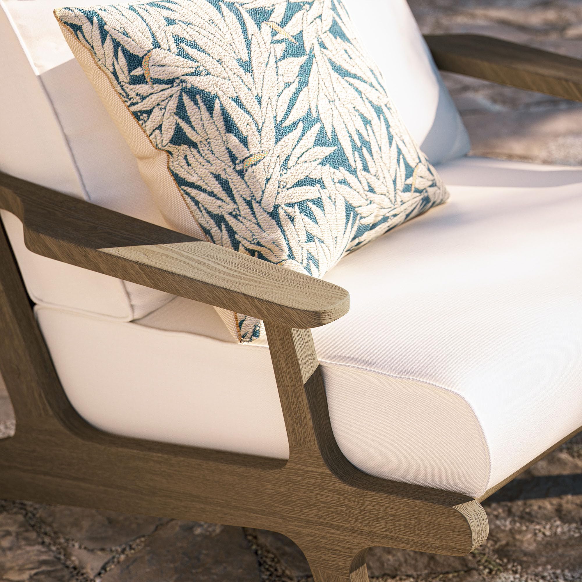 Saratoga Teak Outdoor Lounge Chair - Weathered Gray White