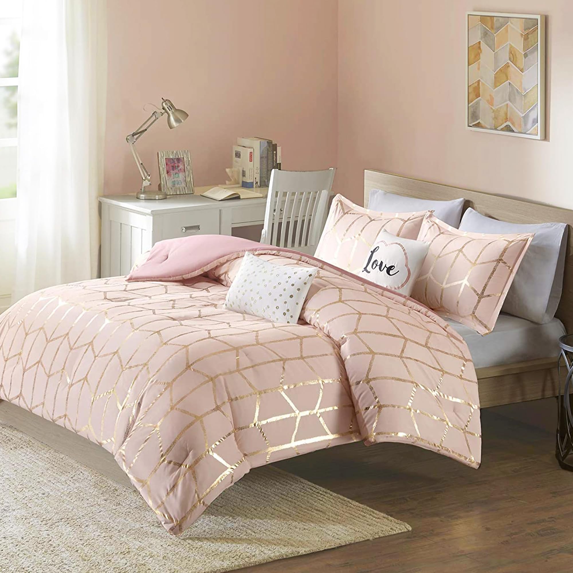 Geometric Metallic Comforter Set Full/Queen
