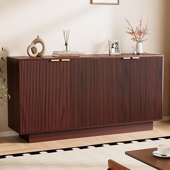 63" Fluted Sideboard Buffet Cabinet with Storage