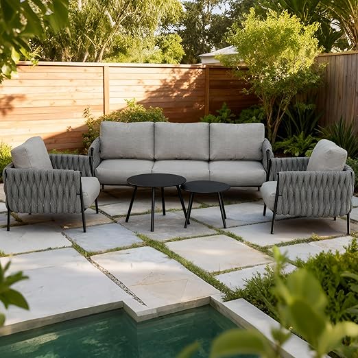 4-Seat Outdoor Sectional Sofa Set with Coffee Table