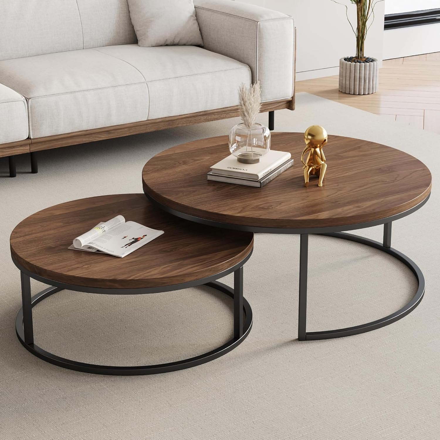 Round Nesting Coffee Table Set of 2